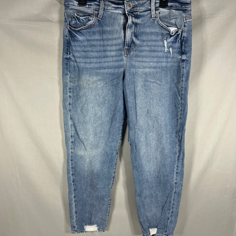 SO Mom Jeans Retro High Rise Distressed Medium Wash Blue Womens Size 11/30W